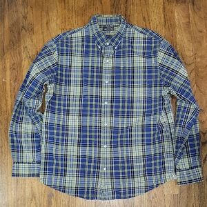 Lighthouse By Lands End Sz L Men's Blue and Green Plaid Shirt